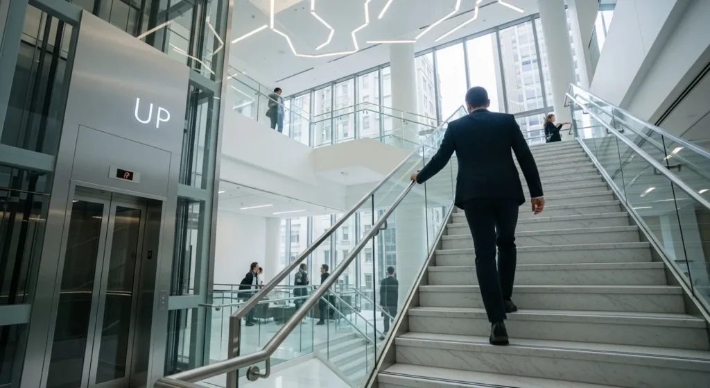 Hombre subiendo escaleras