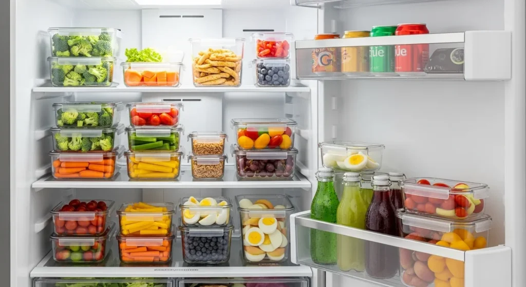 Nevera con alimentos